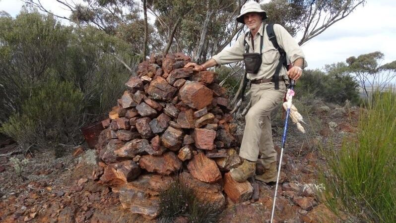 Greg at his final destination, on top of Bungalbin Hill.